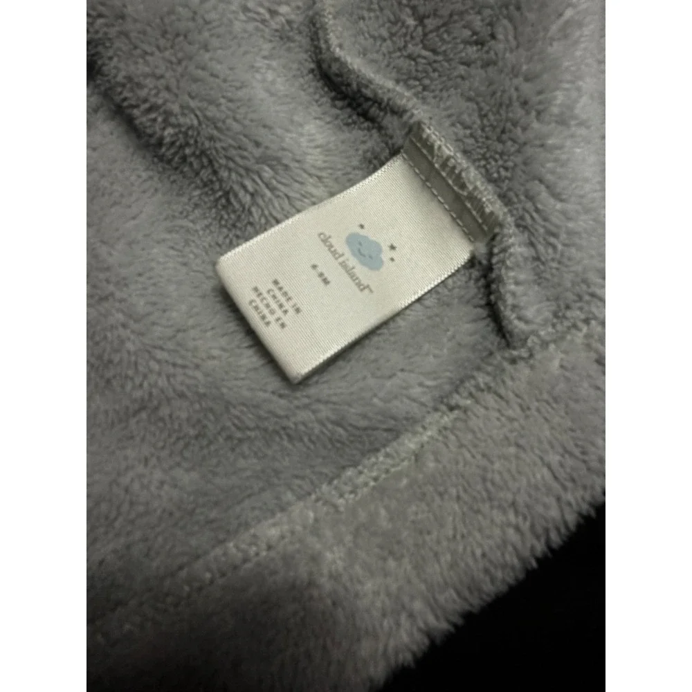 Cloud Island Baby 6-9M Gray Bear Hooded Plush Bathrobe Robe Belted
